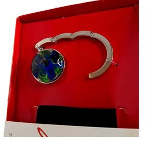 Handbag Hook Hand Crafted Art Glass with Vevleteen Carrying Bag New
